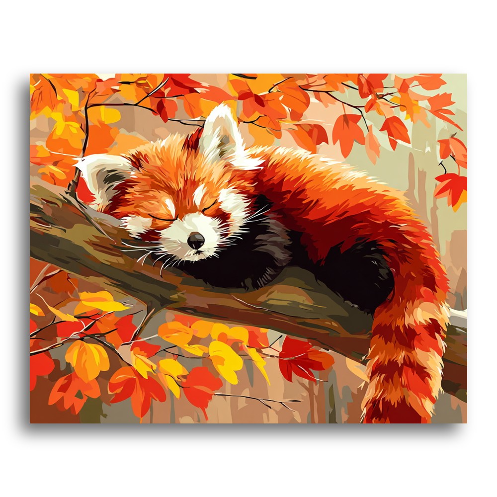Autumn Red Panda Rest – Paint by Numbers Kit