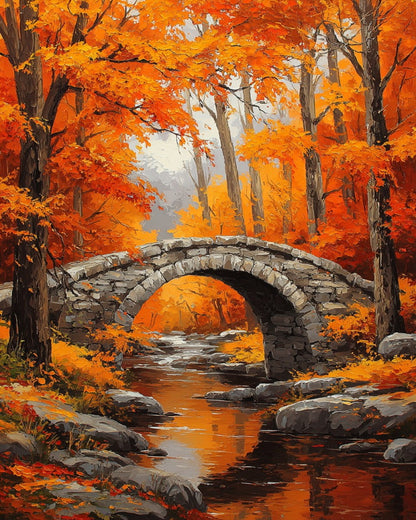 Autumn Stone Bridge – Paint by Numbers Kit