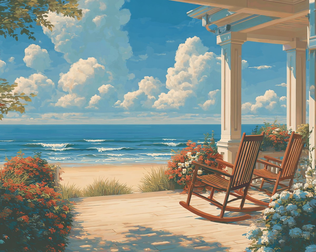Coastal Porch View – Paint by Numbers Kit