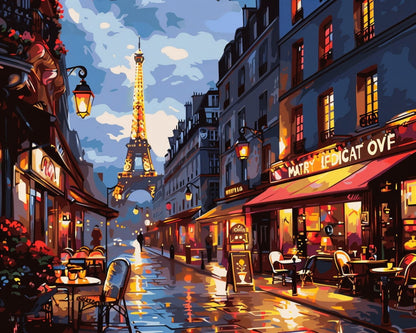 Parisian Evening Street – Paint by Numbers Kit