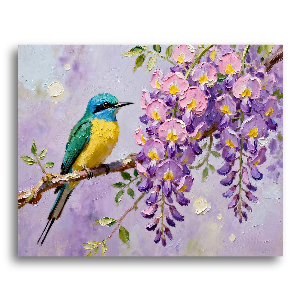 Vibrant Bird and Wisteria – Paint by Numbers Kit
