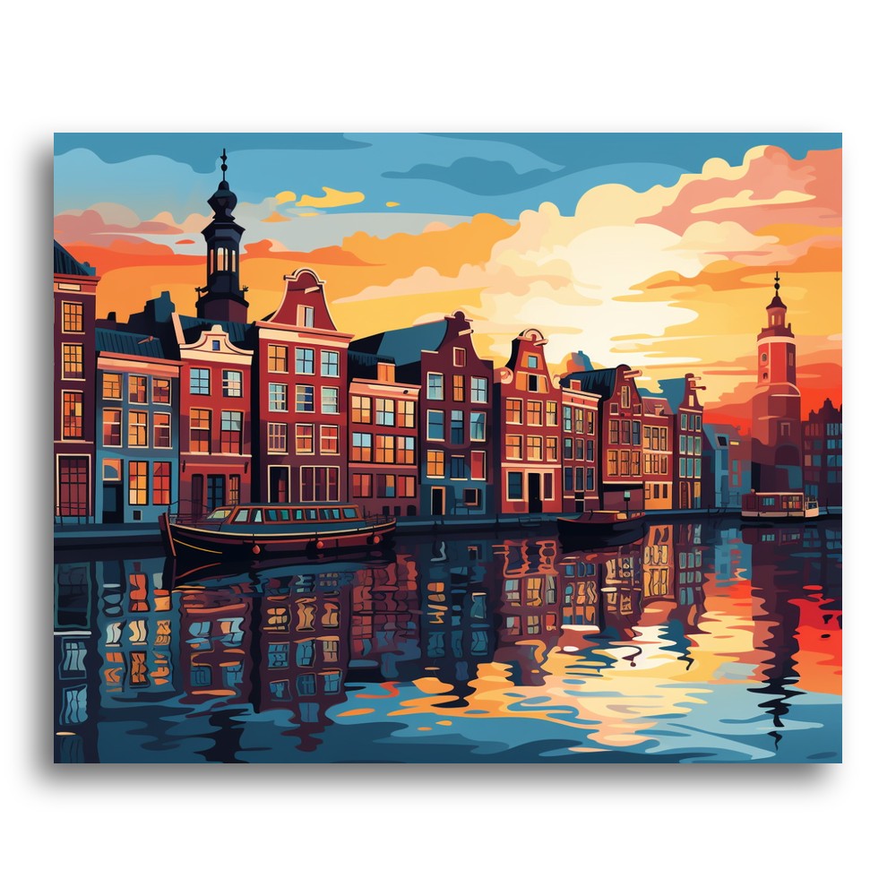 Sunset Canal Boats – Paint by Numbers Kit