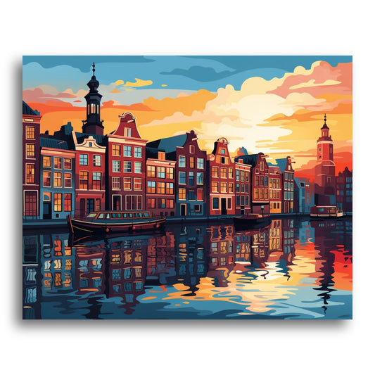 Sunset Canal Boats – Paint by Numbers Kit