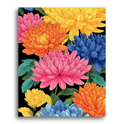Vibrant Chrysanthemum Bouquet – Paint by Numbers Kit