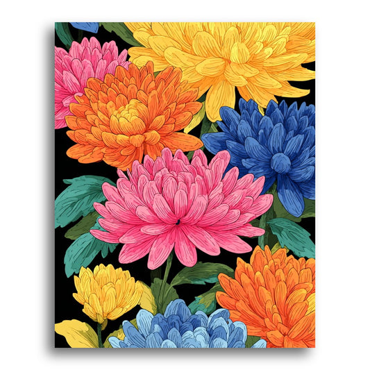 Vibrant Chrysanthemum Bouquet – Paint by Numbers Kit