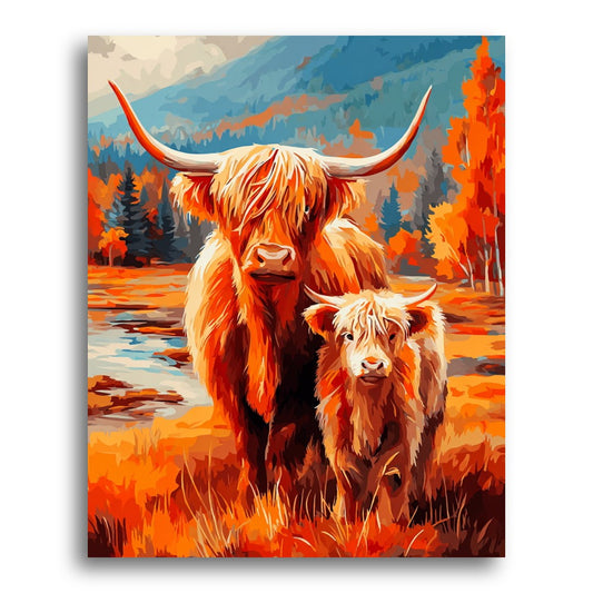 Highland Cattle Duo – Paint by Numbers Kit