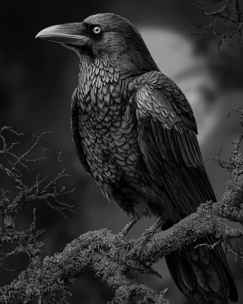 Moonlit Raven Perch – Paint by Numbers Kit