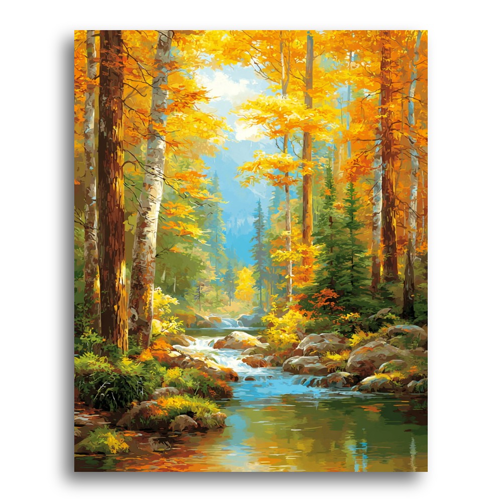 Golden Autumn Stream – Paint by Numbers Kit