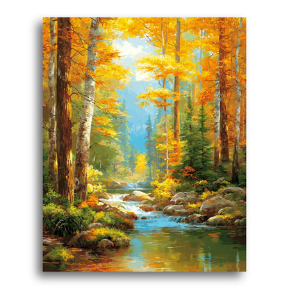 Golden Autumn Stream – Paint by Numbers Kit