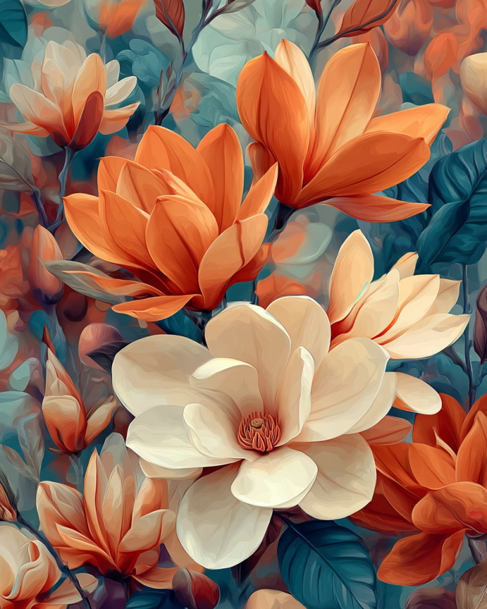 Magnolia Blossom Harmony – Paint by Numbers Kit