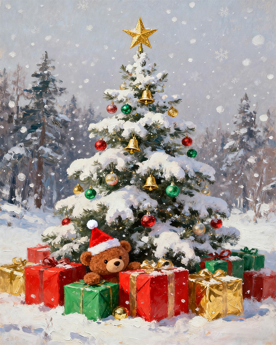 Snowy Christmas Tree – Paint by Numbers Kit