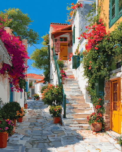 Mediterranean Flowered Alley – Paint by Numbers Kit