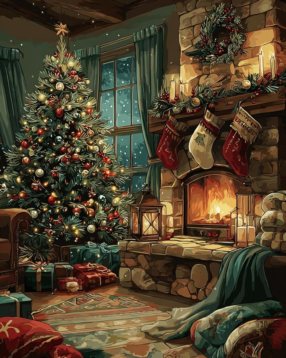 Cozy Christmas Hearth – Paint by Numbers Kit