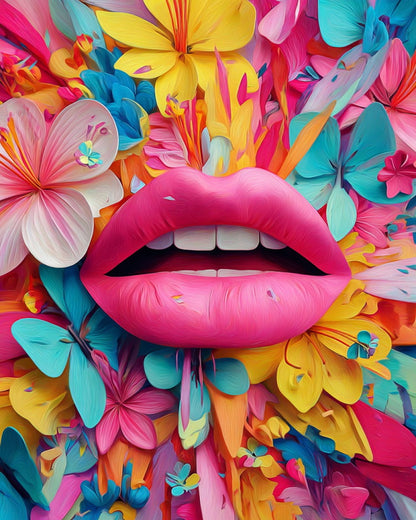 Floral Bloom Lips – Paint by Numbers Kit