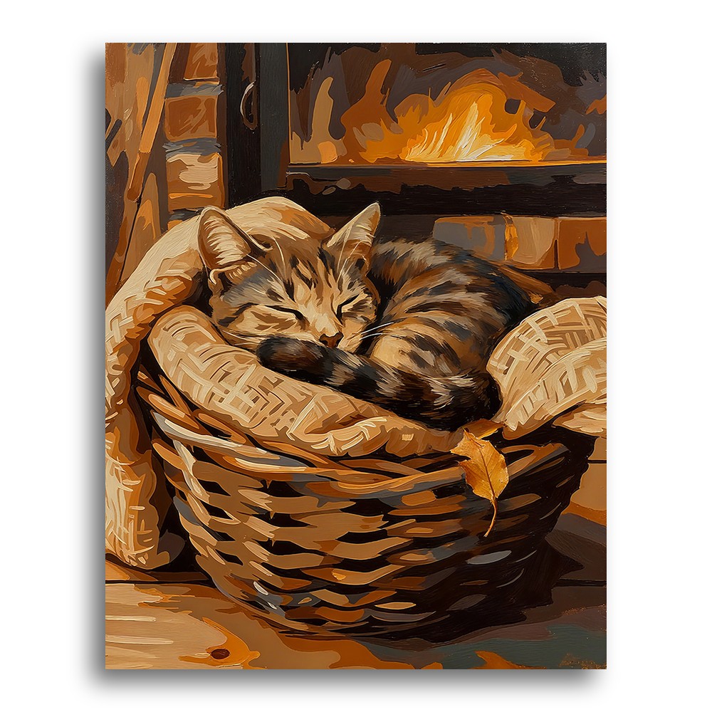 Cozy Cat by Fireplace – Paint by Numbers Kit
