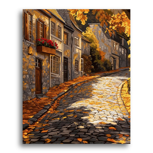 Autumn Village Lane – Paint by Numbers Kit