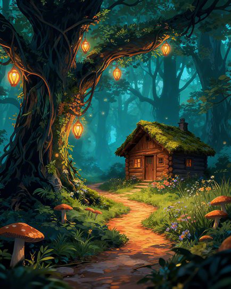 Enchanted Forest Cabin – Paint by Numbers Kit