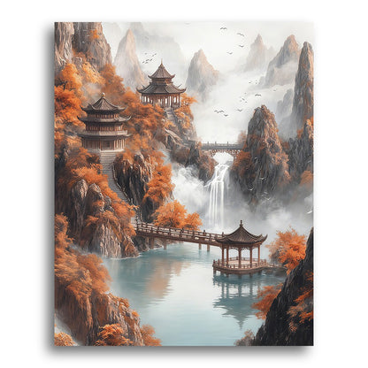 Misty Mountain Pagodas – Paint by Numbers Kit