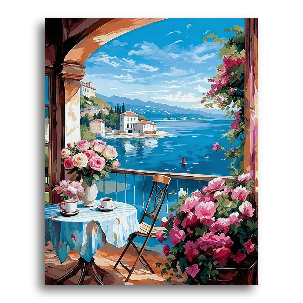 Coastal Balcony Roses – Paint by Numbers Kit