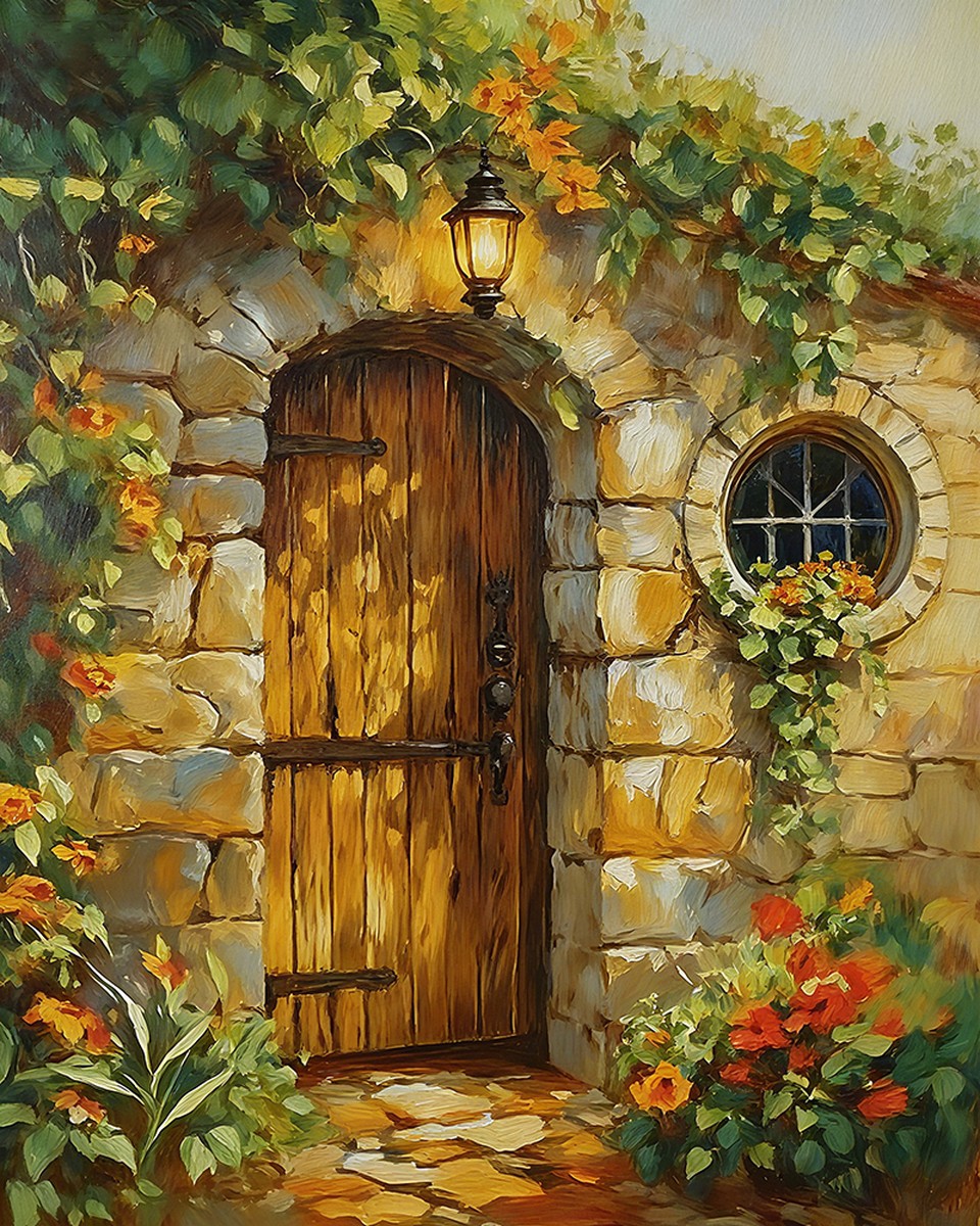 Sunlit Garden Doorway – Paint by Numbers Kit