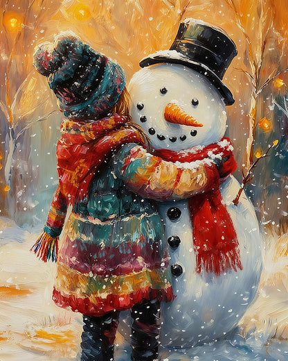 Winter Snowman Embrace – Paint by Numbers Kit