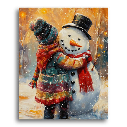 Winter Snowman Embrace – Paint by Numbers Kit