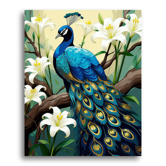 Regal Peacock and Lilies – Paint by Numbers Kit