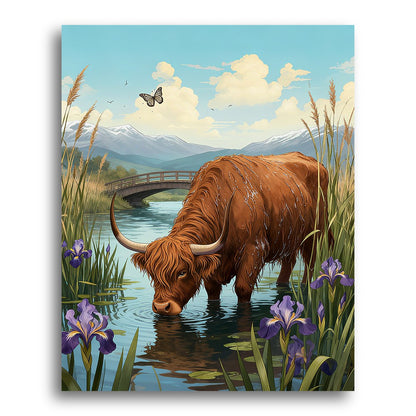 Highland Cow Reflection – Paint by Numbers Kit