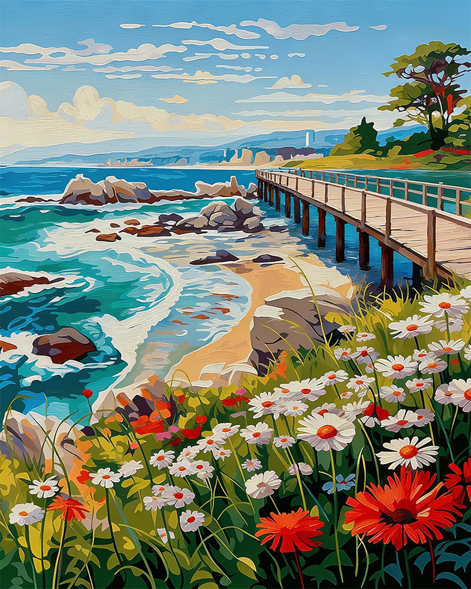 Coastal Wildflower Pier – Paint by Numbers Kit