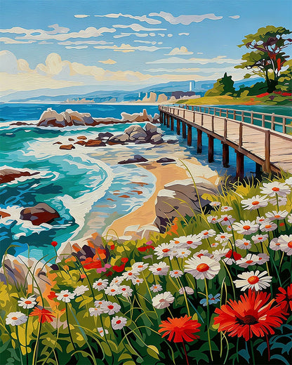 Coastal Wildflower Pier – Paint by Numbers Kit