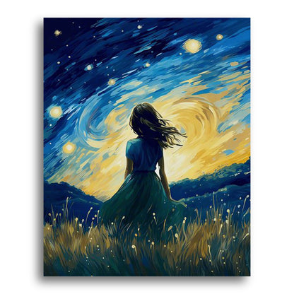 Girl Under Starry Sky – Paint by Numbers Kit