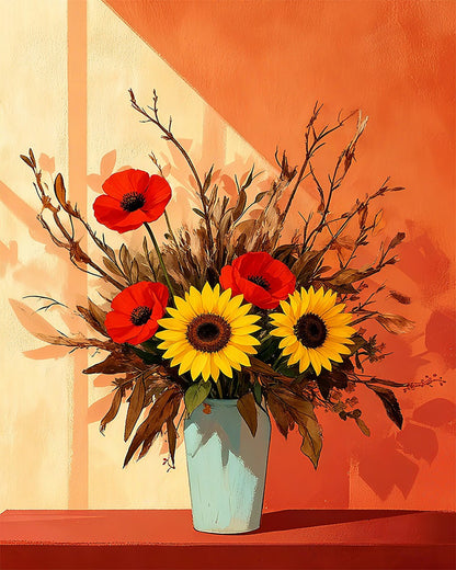 Sunflowers and Poppies Bouquet – Paint by Numbers Kit