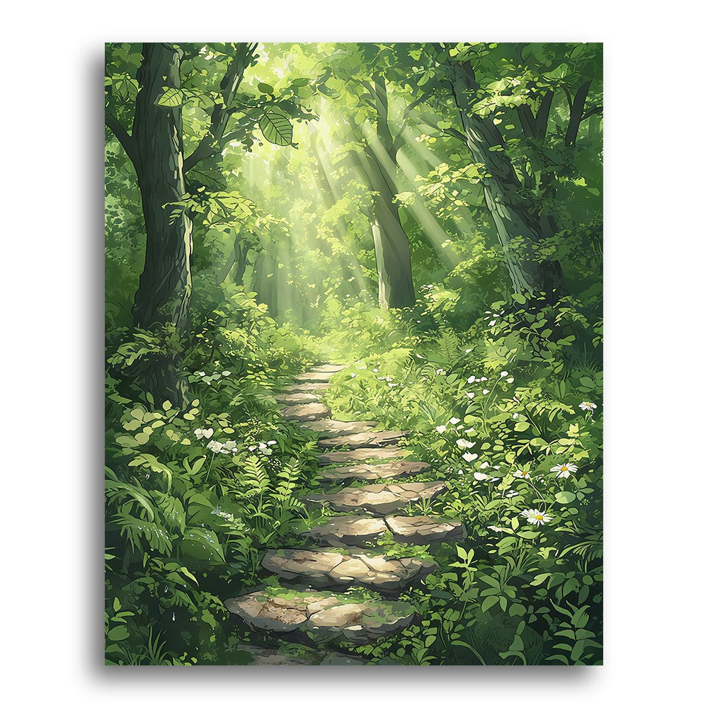Sunlit Forest Path – Paint by Numbers Kit