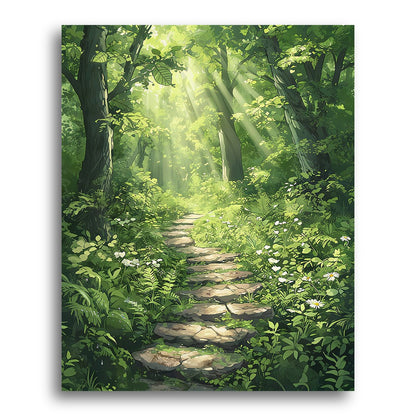 Sunlit Forest Path – Paint by Numbers Kit