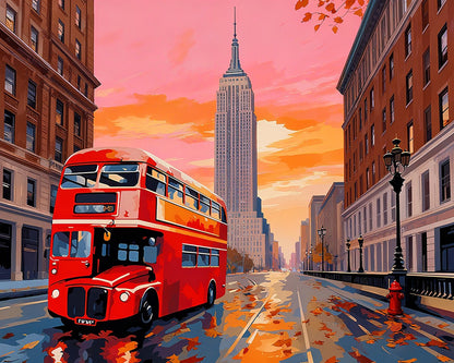Sunset City Double Decker – Paint by Numbers Kit