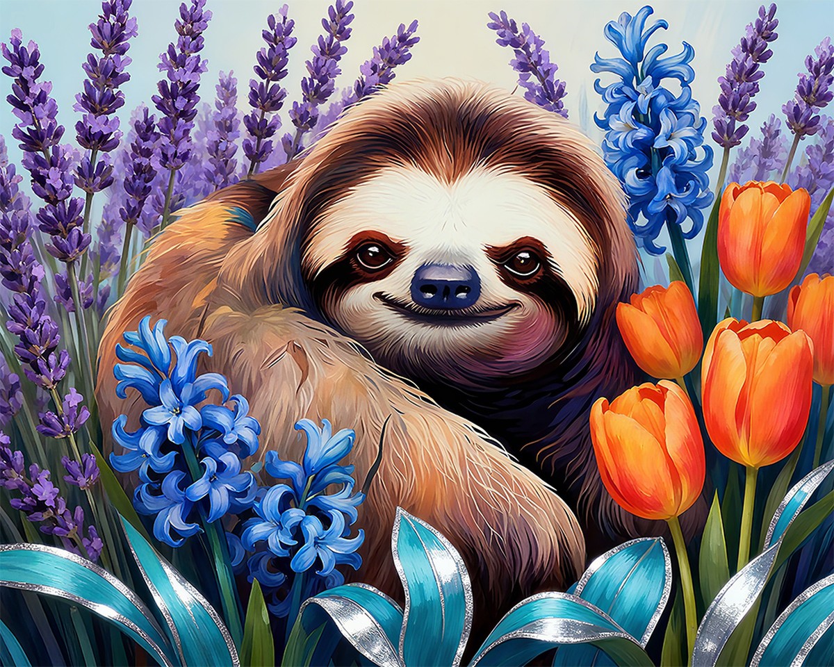 Serene Sloth Garden – Paint by Numbers Kit