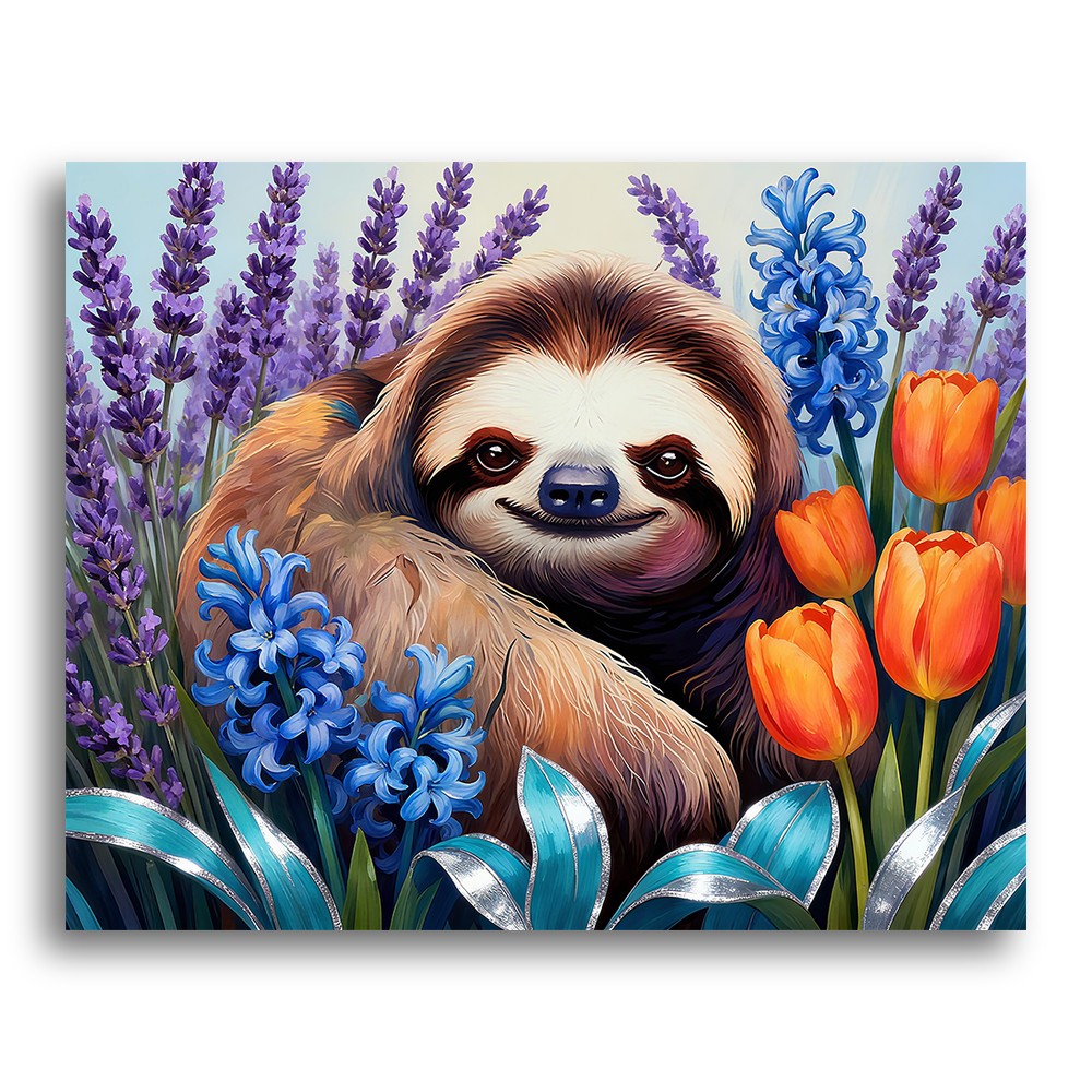 Serene Sloth Garden – Paint by Numbers Kit