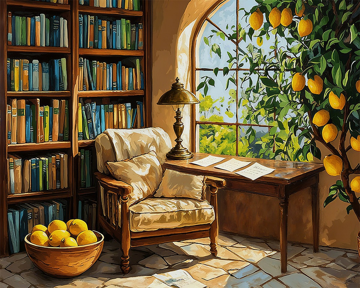 Lemon Tree Reading Nook – Paint by Numbers Kit