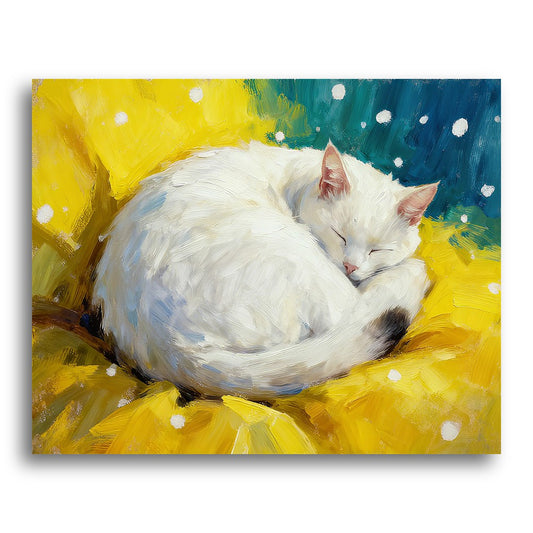 Sleeping White Cat – Paint by Numbers Kit