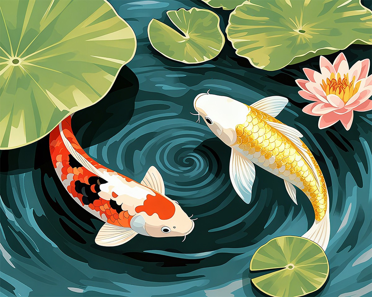 Golden Koi Pond – Paint by Numbers Kit