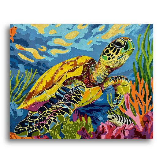 Vibrant Sea Turtle Reef – Paint by Numbers Kit