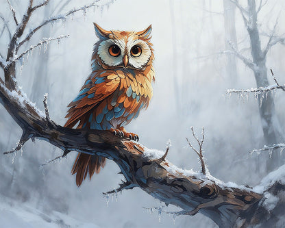 Winter Owl Perch – Paint by Numbers Kit