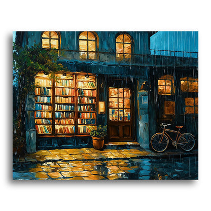 Rainy Evening Bookshop – Paint by Numbers Kit
