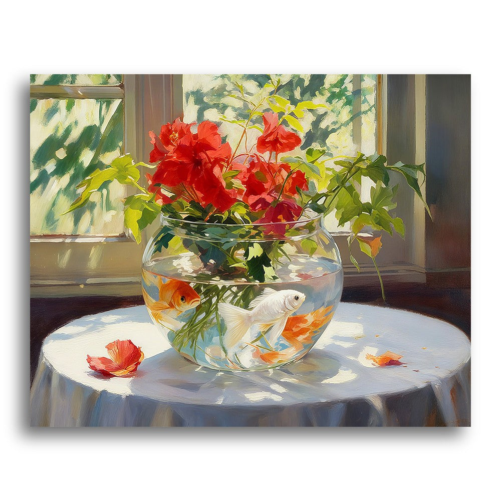 Goldfish and Red Blooms – Paint by Numbers Kit
