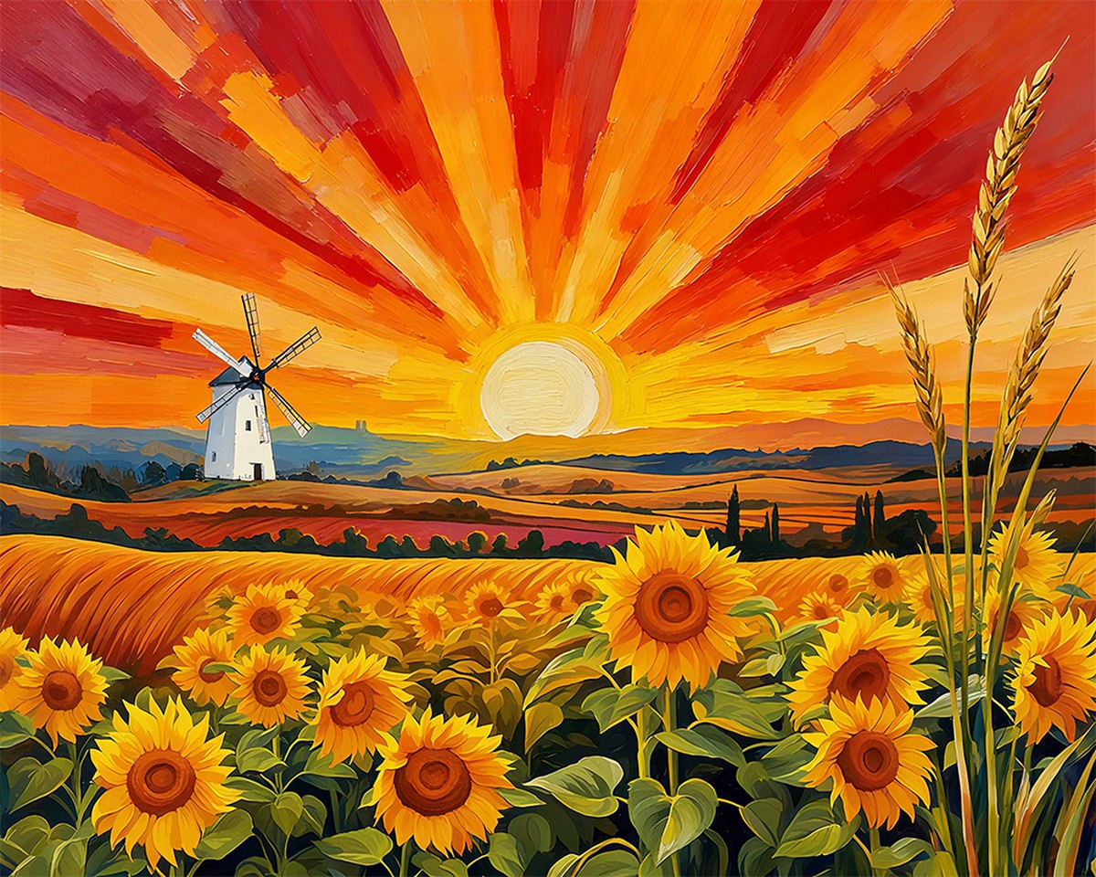 Sunset Sunflower Field – Paint by Numbers Kit