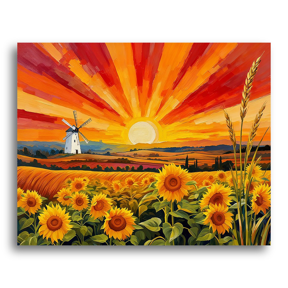 Sunset Sunflower Field – Paint by Numbers Kit