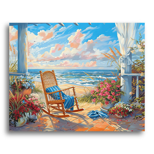 Coastal Rocking Chair View – Paint by Numbers Kit