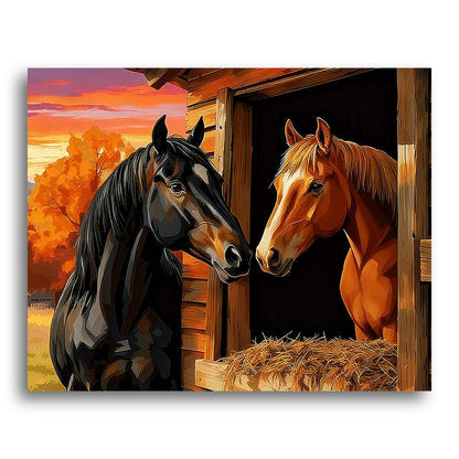 Sunset Stable Horses – Paint by Numbers Kit