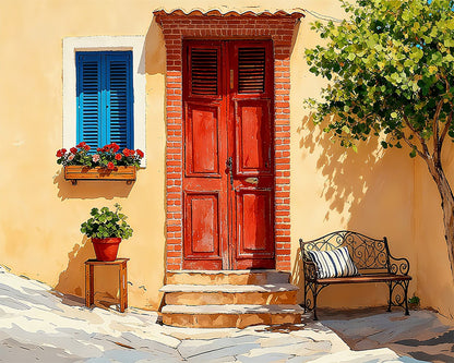 Sunlit Mediterranean Doorway – Paint by Numbers Kit