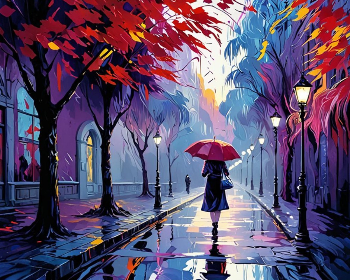 Rainy Evening Stroll – Paint by Numbers Kit